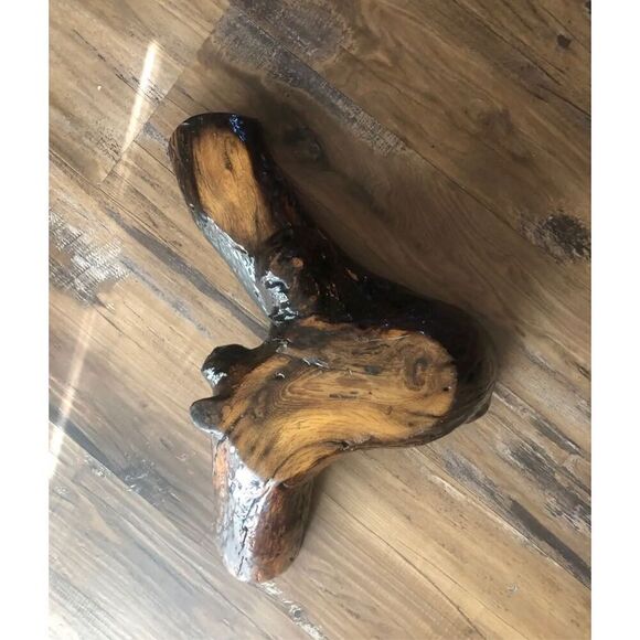 Vintage 1960’s Sculptural Burl Wood Live Edge Biomorphic Lacquered Plant Stand - Picture 9 of 12